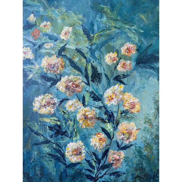 1980’s Vintage Qeri Wister Floral Still Life Oil on Canvas Painting, Framed For Sale - Image 9 of 14