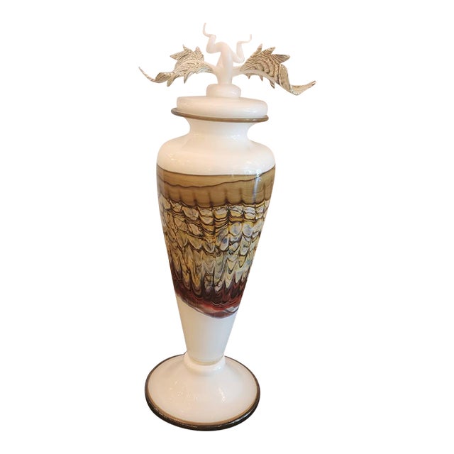 1990s Glass Art Hand Blown Glass Urn For Sale