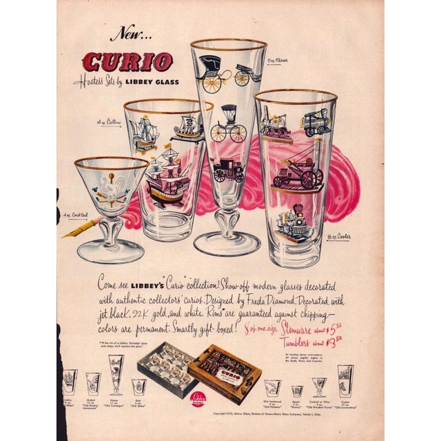 1950s Libbey “Curio” Pilsner Glasses- A Pair For Sale - Image 12 of 12