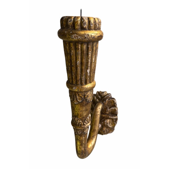 Italian 18th C Style Italian Giltwood Candle Light Wall Sconce 1 of 2 For Sale - Image 3 of 3