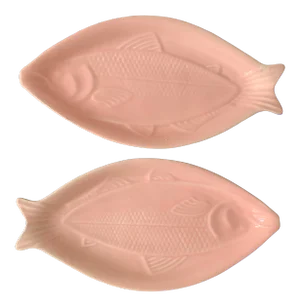 Mid-Century Modern Pink Fish Platters - a Pair