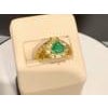 Natural Trillion Emerald & 0.60 Carat Diamond Ring 18 Kt Yellow Gold Size 5.2 For Sale - Image 16 of 18