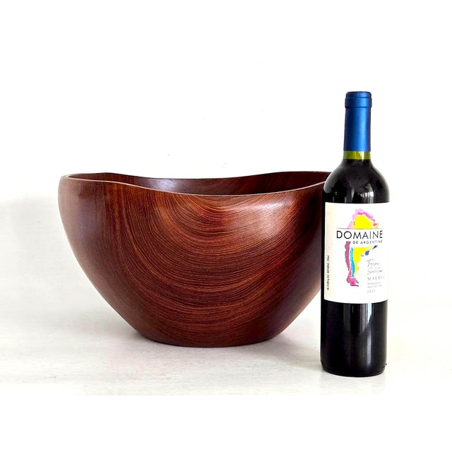 Mid-Century Modern Mid 20th Century Organic Modern Extra Large Hand Turned Teak Wood Bowl For Sale - Image 3 of 15
