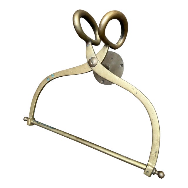 Vintage Brass Decorative Ice Block Tongs Scissors Towel Bar For Sale