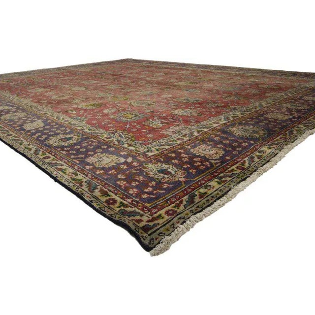 Traditional Vintage Mid-Century Persian Tabriz Rug - 9′9″ × 12′6″ For Sale - Image 3 of 5