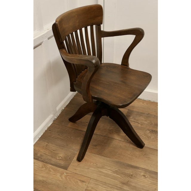 19th Century Swivelling Oak Desk Chair, 1890s For Sale - Image 4 of 9