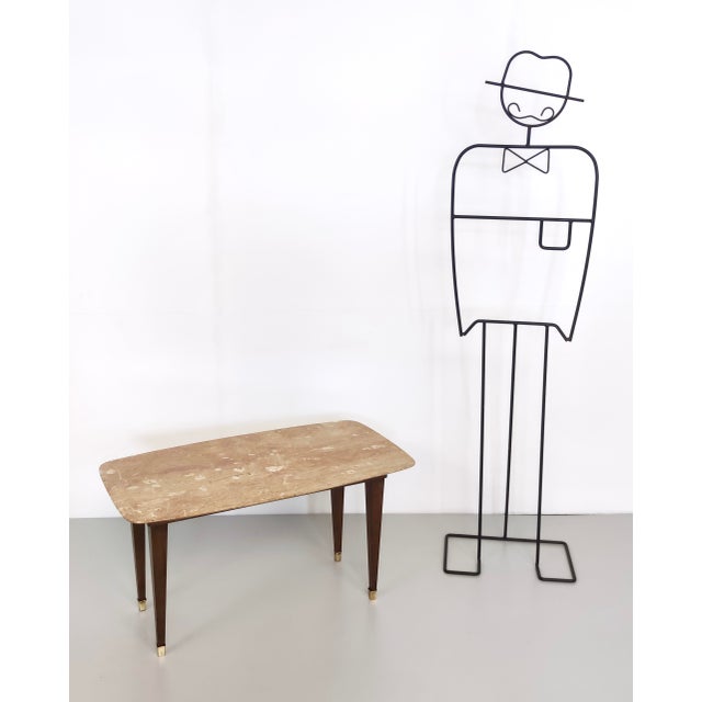 Mid-Century Modern Rectangular Beech Coffee Table with Pink Travertine Top attributed to Paolo Buffa, 1950s For Sale - Image 3 of 13