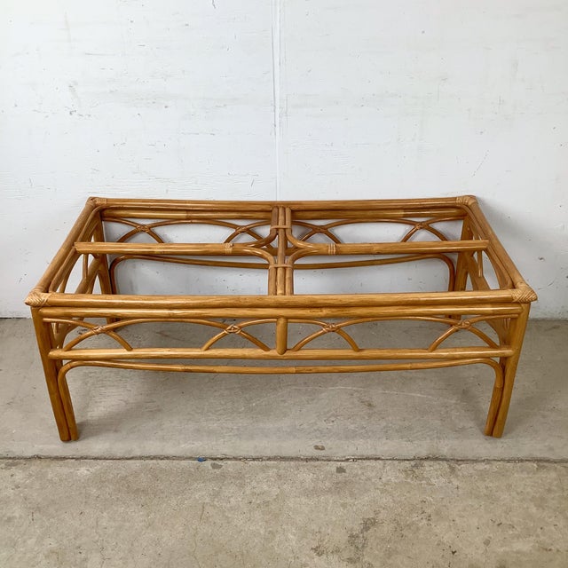 Tan Vintage Rattan Coffee Table — Bamboo Arch Apron For Sale - Image 8 of 18