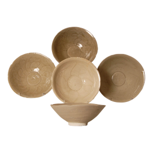 Antique Chinese Ceramic Bowls Celadon Sung / Song Period Medieval Bowls Set of 5