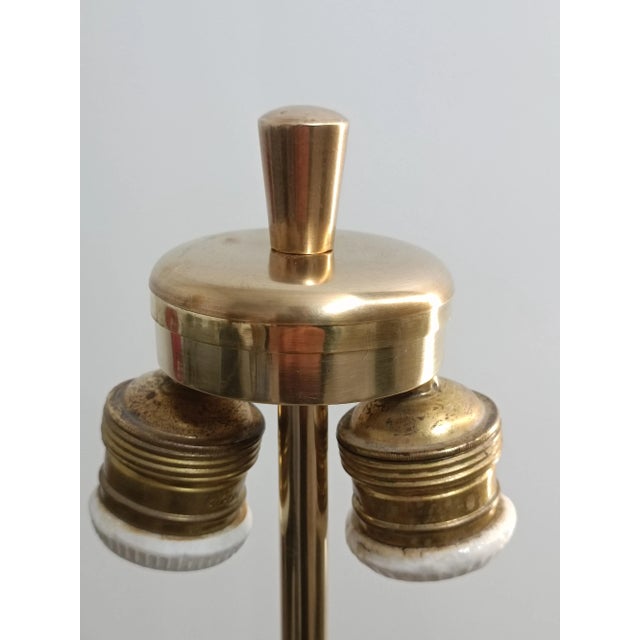 Animal Skin Leather-Covered Brass Table Lamp by Jacques Adnet, 1970s For Sale - Image 7 of 11