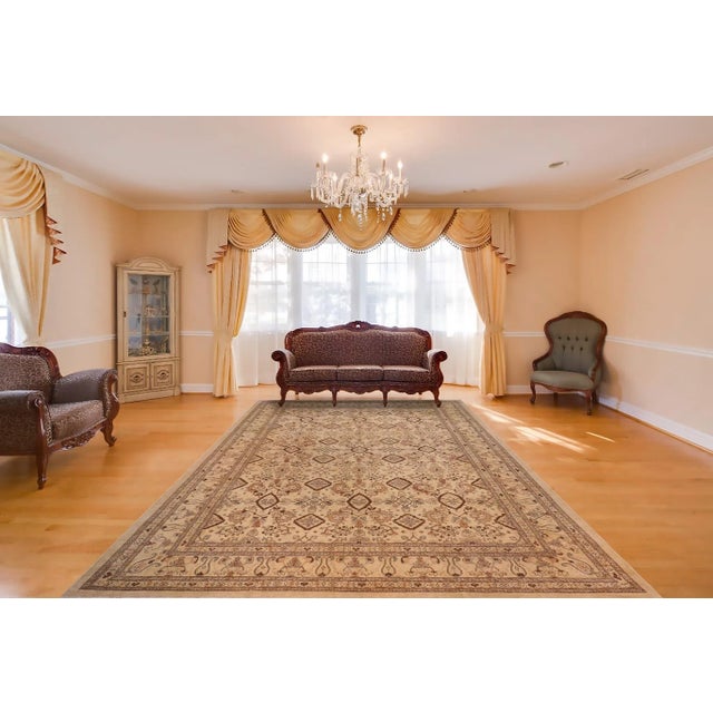 "Enhance the ambiance of your home with this magnificent Persian-influenced Turkish hand-knotted rug made by skilled...