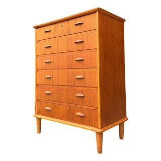 Teak Chest of Drawers with Shell Handles, Denmark For Sale