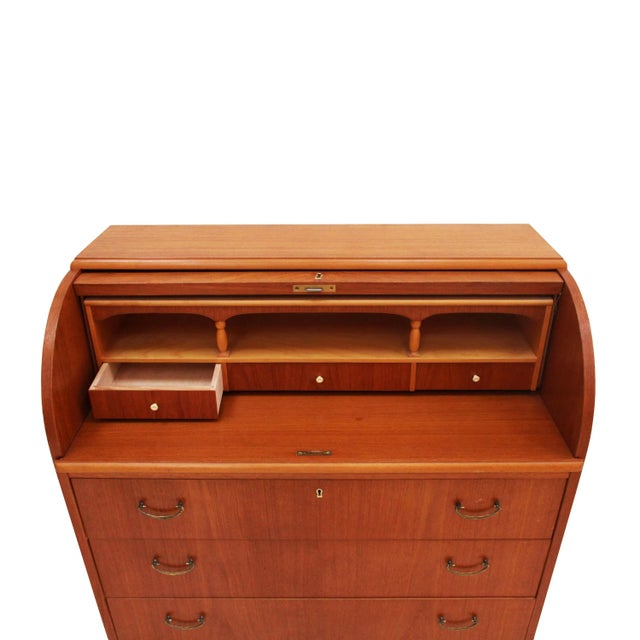 1960s Mid-Century Solid Teak Wood Bureau, Germany, 1950 For Sale - Image 5 of 7