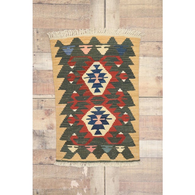 Red Vintage Persian Shiraz Kilim Rug - 01'11 X 02'10 For Sale - Image 8 of 9