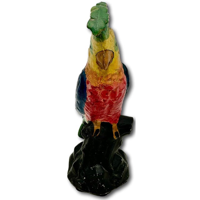 Rare Very Large 14 1/2 Inches Tall Antique American Cast Iron Cockatoo - Parrot Doorstop in Original Paint Circa 1920s For Sale - Image 11 of 18