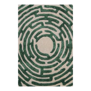 Amiens Hand-Tufted Maze Rug, Boxwood Green, 8x10 For Sale