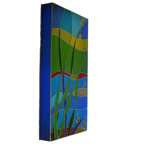 Italian Modernist Stained Glass Art, 1960s, in Flawless conditions. Designed 1960 to 1969