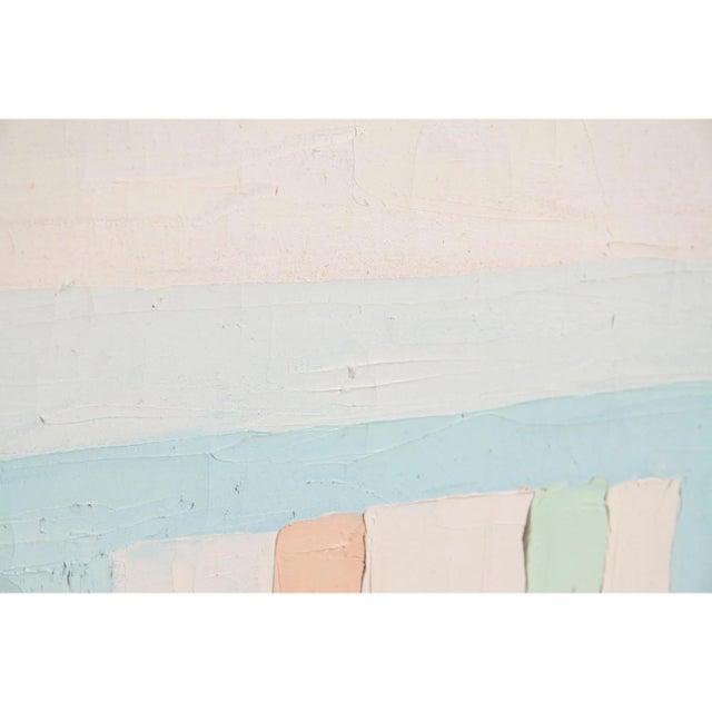 1980s Large Original Vintage 1980s Oil on Canvas Pastel Colored Horizontal Painting #1 For Sale - Image 5 of 12