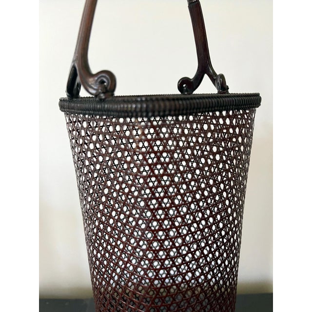Wood Japanese Bamboo Basket Ikebana by Tanabe Chikuunsai II For Sale - Image 7 of 18