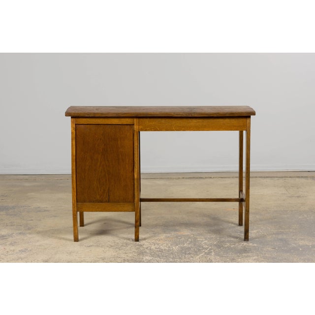 1940s Petite French Art Deco Oak Office Desk For Sale - Image 16 of 17