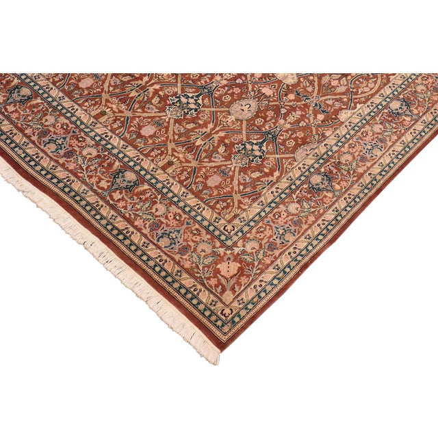 Renaissance Traditional 1990's Floral Pak-Persian Brown/Tan Wool Rug - 8'1'' X 10'3'' For Sale - Image 3 of 9