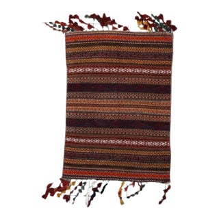 1930s, Handmade Antique Moroccan Berber Kilim Rug 3.7' X 5.1' For Sale