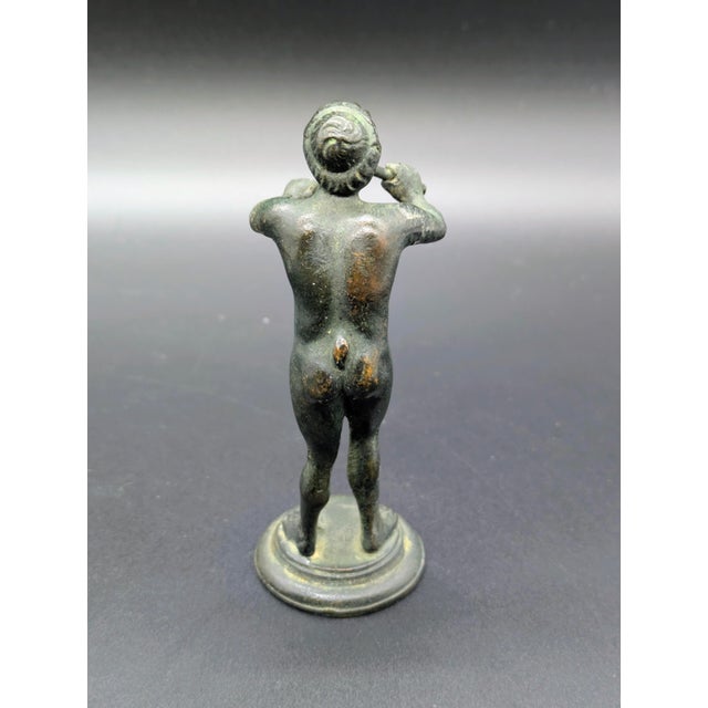 Bronze Italian Grand Tour Era Bronze Statuette: After "Young Faun With the Flute" For Sale - Image 8 of 10