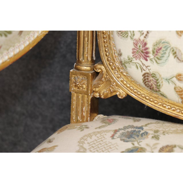 Pair 19th C. French Louis XVI Style Carved Giltwood Armchairs For Sale - Image 13 of 18
