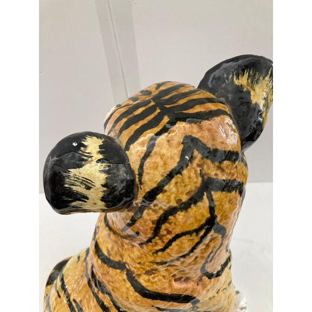 Italian Glazed Terra Cotta Tiger Cub For Sale - Image 10 of 10
