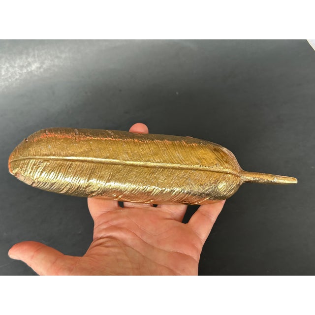 Gold Gold Ceramic Feather Trinket Tray Catchall For Sale - Image 8 of 11