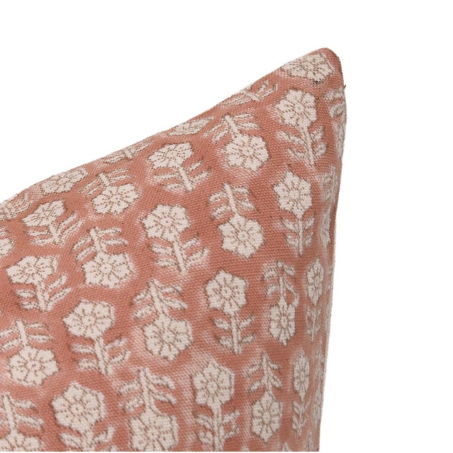 Designer Hand Block Printed Duck Canvas Pillow Cover 26x26- Tulsi Buti For Sale - Image 4 of 5
