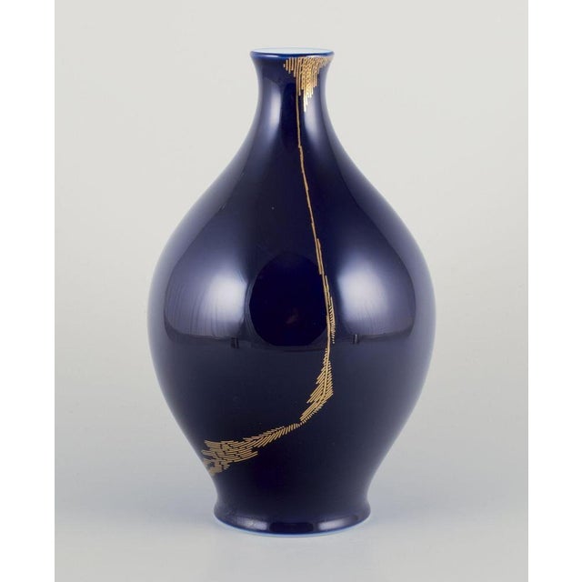Ceramic Large Porcelain Vase with Sèvres Blue Glaze by James Guitet for Sèvres, 1970 For Sale - Image 7 of 9