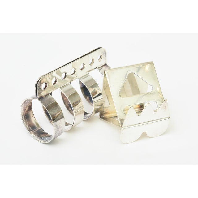 Vintage Sculptural Silver Plate Napkin Rings by Nathalie Du Pasquier for Bodum, Set of 6 For Sale In Miami - Image 6 of 12