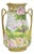 Antique Nippon Hand Painted Porcelain Twin Handle Vase W /Flowers & Lake Scene For Sale