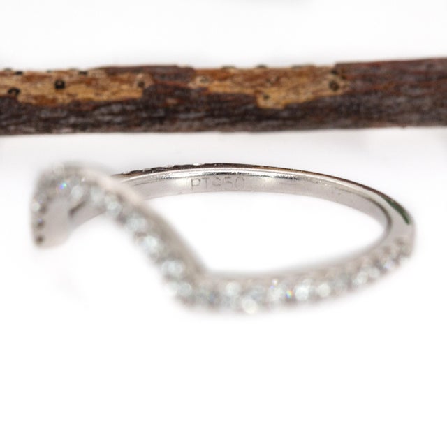 Metal Gorgeous Natural Diamond Band in 14k Solid White Gold | Stackable Band, Size 6.75 For Sale - Image 7 of 7