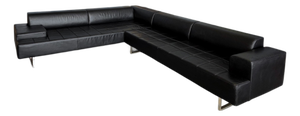 Quadra Black Leather Sectional Sofa by Poltrona Frau, 2005