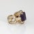 80s Vintage Amethyst Diamond Link Ring Sz 6.75 Wide Band 14k Yellow Gold Jewelry For Sale - Image 4 of 7