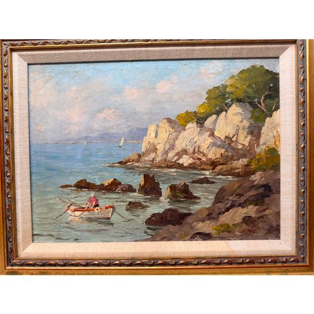 The vintage French impressionistic oil painting seascape is an exquisite piece created by the artist Andre Galzenati. This...