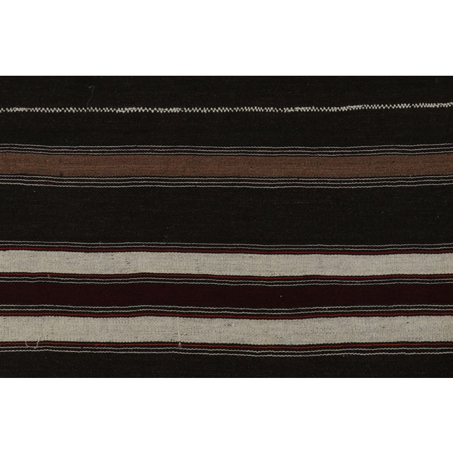 1950s Vintage Turkish Kilim Rug in Brown, Black & White Stripes - Rug & Kilim For Sale - Image 5 of 7