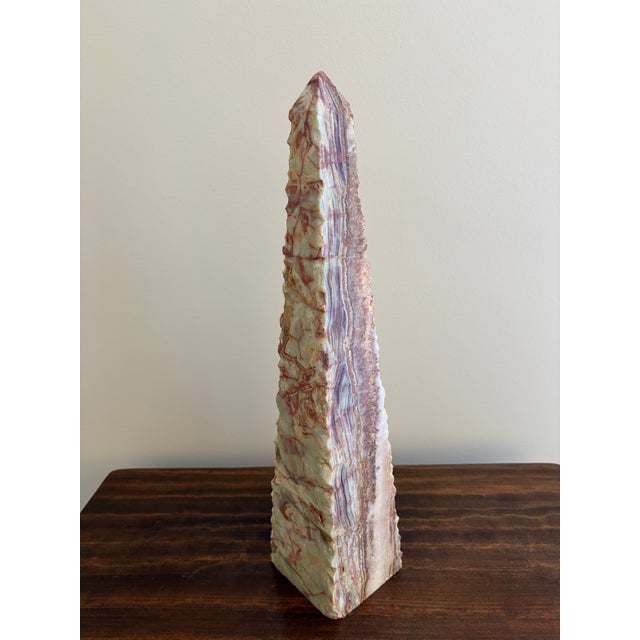 Stone Neoclassical Solid Marble Green and Brown Obelisk For Sale - Image 7 of 13