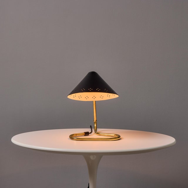 1950s Erik Warna 'Gk14' Black and Brass Perforated Shade Table Lamp For Sale - Image 11 of 18
