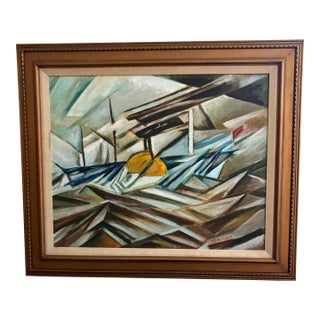 1973 Abstract Cubist Original Art by Singer For Sale