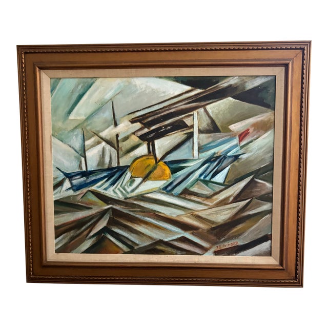 1973 Abstract Cubist Original Art by Singer For Sale