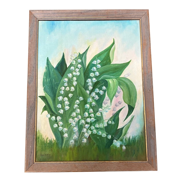 1970’s Original Rustic Lilly of the Valley Painting For Sale