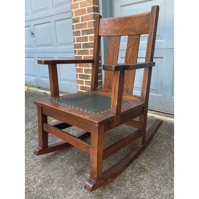 Late 19th Century Antique Stickley Style Mission Oak Set - Seating for 5 For Sale - Image 11 of 12