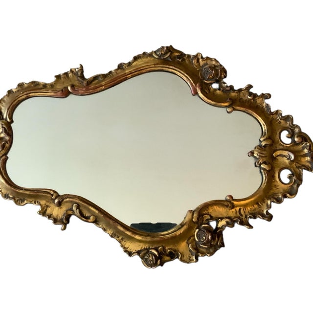 Wood Antique 19th-Century Italian Rococo Revival Hand-Carved Giltwood Wall Mirror c.1850-1890 For Sale - Image 7 of 11