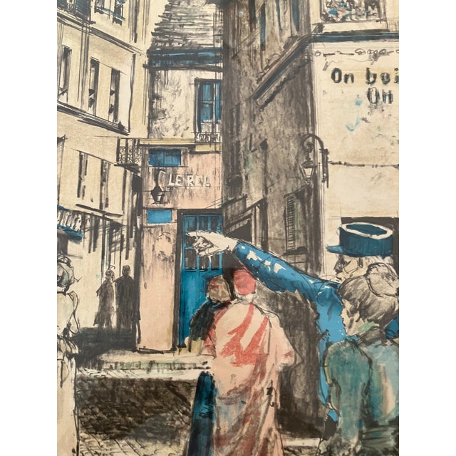 1930s Parisian Street Scene, Artists Proof by Etienne Julia. Signed & Framed For Sale - Image 13 of 13