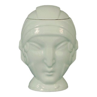 1920s French Art Deco Porcelain Nightlight or Table Lamp, Figural Lady, Limoges Style For Sale