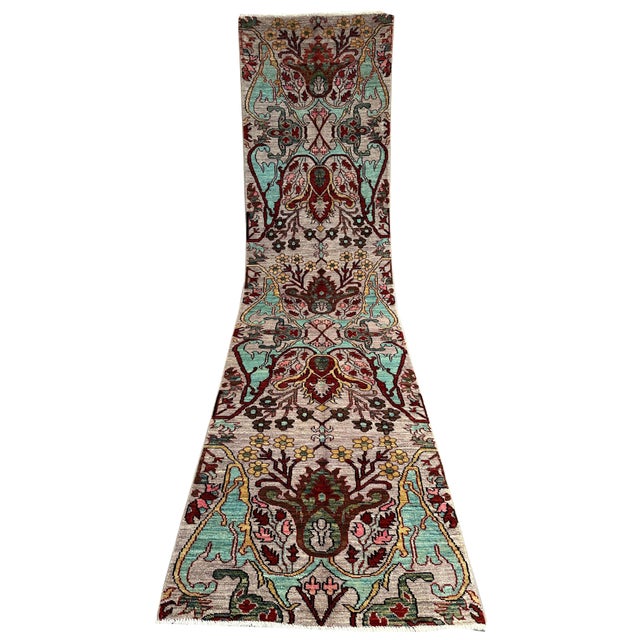 Celestial Garden Design, Contemporary Runner, Unique Design, Turquoise Accent Design For Sale - Image 4 of 7