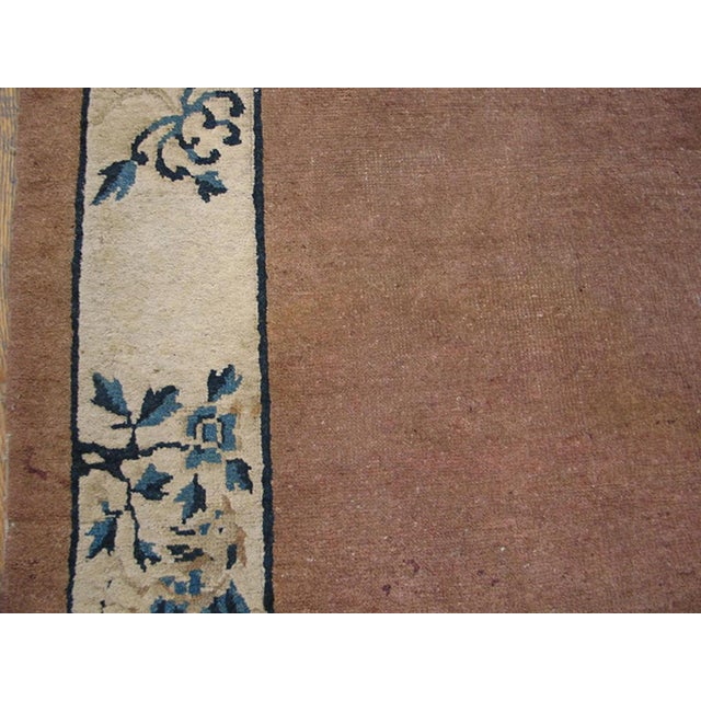 1930s Dusty Rose Medallion Antique Chinese Peking Carpet 6' X 8'8" Knotted Wool Rug For Sale - Image 9 of 12